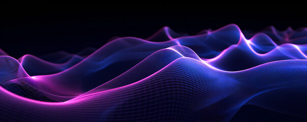 Wall Mural - abstract technology background with waving blue and purple lines