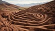 AI generated illustration of a winding road in a barren landscape