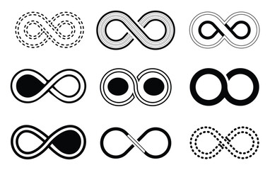 Wall Mural - Set of infinity sign, Infinity logo, Infinity symbol icons, unlimited icons, EPS10