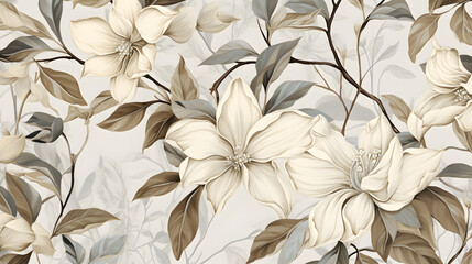 Beige botanical wallpaper background. generative AI.