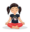 Cute Happy Little Girl Meditating