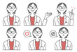 © Hosono Zhang - Avatar illustration set of woman wearing white coats with various expressions/様々な表情の白衣を着た女性のアバターイラストセット