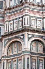 Wall Mural - Details of the exterior of the di Santa Maria del Fiore or Cathedral of Saint Mary of the Flower - the main church of Florence, Tuscany, Italy.