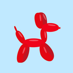 Poster - Red dog balloon isolated on blue background. Vector illustration for your design