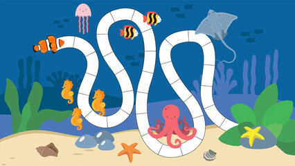 Wall Mural - Illustration of a Maze Game for Preschool Children with Sea Life