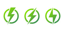 Lightning Bolt Icon Set Vector, Electric Lightning Bolt, Flash, Speed, Battery Charging Sign.
