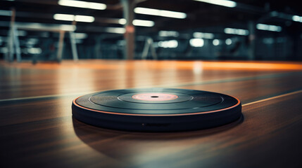 Landmine press attachment anchored to gym floor.