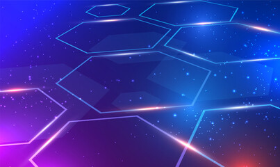 Wall Mural - abstract futuristic technology hexagonal background, digital, cyber. hexagons pattern in 3d perspect