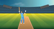 Indian cricket team win with stadium vector illustration