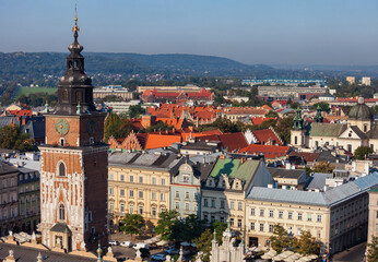 Canvas Print - Krakow Cityscape With Town Hall Tower In Poland