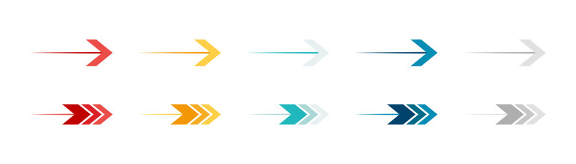 Wall Mural - arrow icon set. colored arrow symbols. arrow of different types. arrow isolated vector graphic eleme