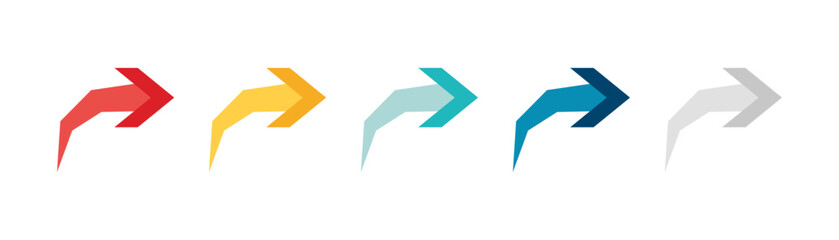 Wall Mural - arrow icon set. colored arrow symbols. arrow of different types. arrow isolated vector graphic eleme