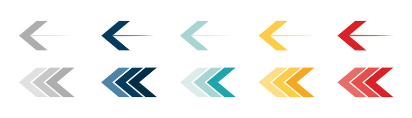 Wall Mural - arrow icon set. colored arrow symbols. arrow of different types. arrow isolated vector graphic eleme