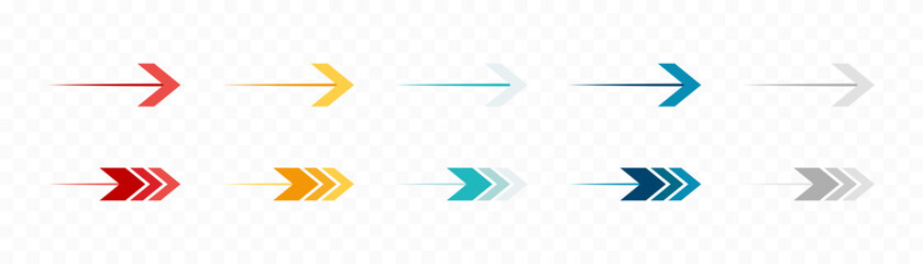 Wall Mural - arrow icon set. colored arrow symbols. arrow of different types. arrow isolated vector graphic eleme