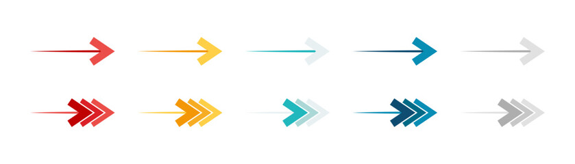 Wall Mural - arrow icon set. colored arrow symbols. arrow of different types. arrow isolated vector graphic eleme
