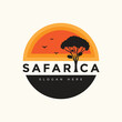 safari africa nature wildlife tree animals logo design vector graphic