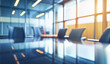 Beautiful blurred background image of a meeting room in a modern office with panoramic windows.