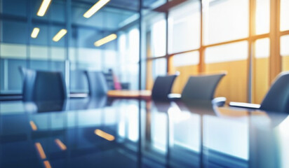 Leinwandbilder - Beautiful blurred background image of a meeting room in a modern office with panoramic windows.