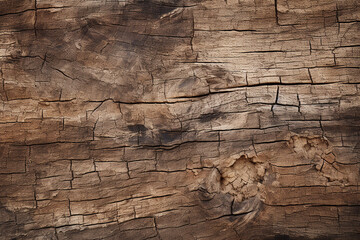 Wall Mural - texture of old dark cracked wood with knots, generative AI