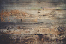 Texture Of Old, Damaged Cracked Wooden Boards Bleached With White Paint With Knots, Generative AI
