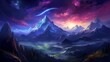 Beautiful color mountain night painting high resolution wallpaper image Ai generated art