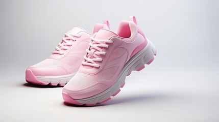 Wall Mural - Pink sports shoes on a white background