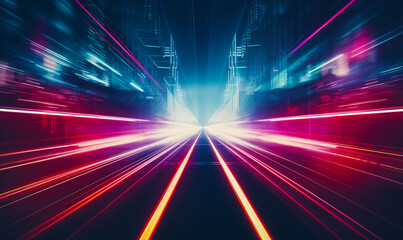 Wall Mural - abstract colorful neon motion blur background, light speed, hyperspace, space warp background. color