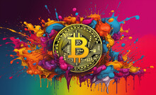 Extreme greed cryptocurrency bitcoin at pop art style.