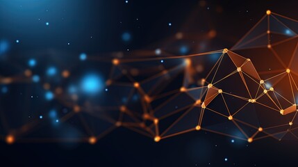 Tech network with low poly mesh background