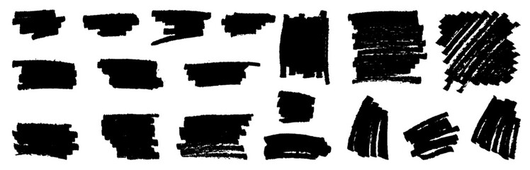 Wall Mural - vector set of rough grungy marker strokes. hand drawn highlight marks collection. grunge brushstroke