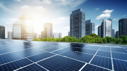 Wall Mural - Urban construction background with solar panels