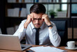 © Formatoriginal - Stressed and frustrated office worker, manager or freelancer on office. AI generative