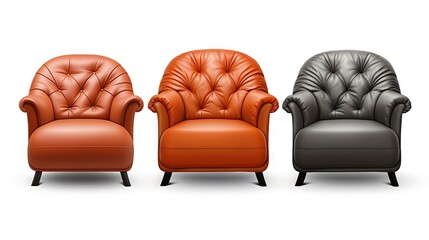Poster - White background armchair from various perspectives