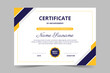 Modern elegant blue navy and yellow certificate template. Appreciation for business and education. Vector illustration
