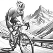 Fahrradfahrer Rennfahrer biker auf Bergstraße Alpen Bergauf Bergab, bei Sonne mit Gebirge im Hintergrund Berge