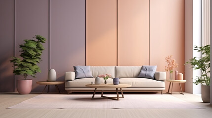 Wall Mural - Contemporary soothing palette Home Interior Backdrop, Mockup Style, Template