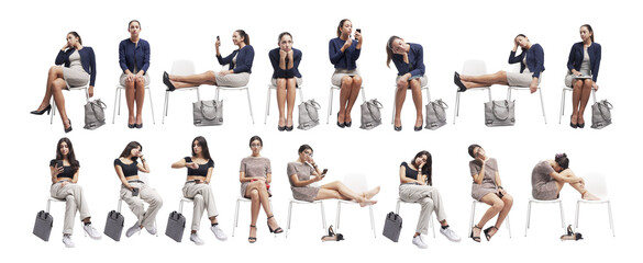 Wall Mural - Women sitting on a chair and waiting