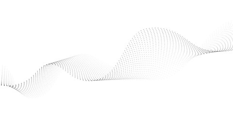 Wall Mural - abstract halftone flowing wavy gradient dots shape isolated on transparent background. digital futur