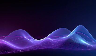 Wall Mural - blue and purple waves and lines presenting data visualization, futuristic space aesthetic, created w