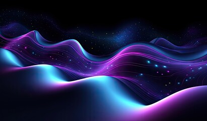 Wall Mural - blue and purple waves and lines presenting data visualization, futuristic space aesthetic, created w