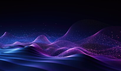 Wall Mural - blue and purple waves and lines presenting data visualization, futuristic space aesthetic, created w