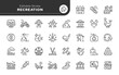 Recreation, vacation and entertainment. Line icon set. Web icons in linear style for mobile application and web site. Outline pictogram.