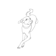 Sticker - Dog, continuous line drawing, a pet small tattoo, print for clothes, silhouette one single line on white background, isolated vector illustration.