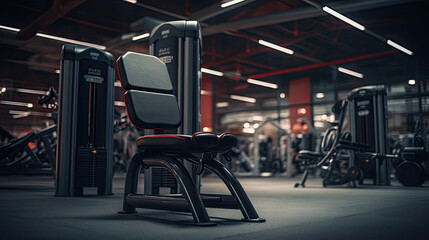 Wall Mural - Vertical leg curl machine in organized gym