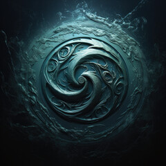 Wall Mural - water swirl spiral vortex spirituality rune - by generative ai