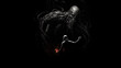 silhouette of a person fighting a monster grim dark fantasy horror monster alien creature darkness - by generative ai
