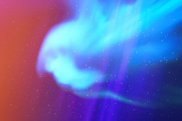 Poster - Blue red aurora borealis. Colorful polar lights in night starry sky
