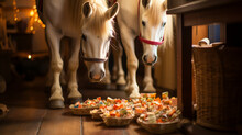 Children Leaving Out Carrots And Hay In Wooden Clogs For Sinterklaas' Horse And Setting Out Their Shoes, Eagerly Awaiting The Surprises He Will Leave Behind