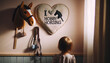 Kinderzimmer mit Hobby Horsing Horse Steckenpferd an der Wand