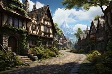 Wall Mural - Fantasy RPG Village Game Artwork